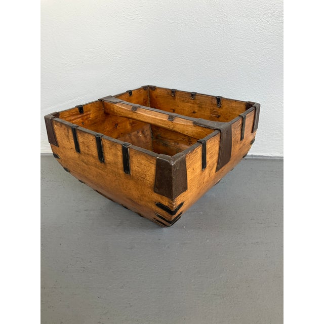 REDUCED TO SELL. Lovely Asian Metal and Wood Rice Bucket. It's a very nice accent piece that would look great beside a...