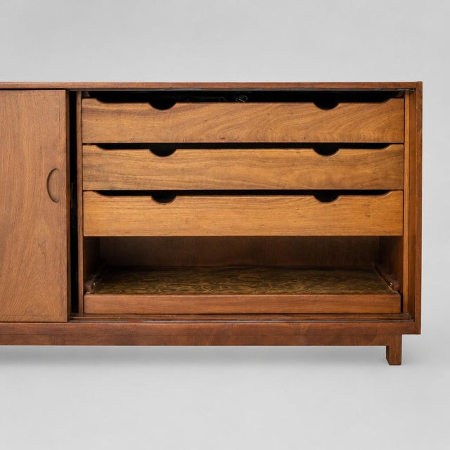 Brown Vintage Baker Furniture Mid-Century Modern Walnut Credenza / Media Console For Sale - Image 8 of 13