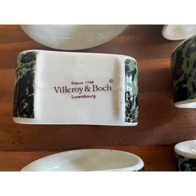 Ceramic Villeroy & Boch Luxembourg Marbled Porcelain Napkin Rings - Set of 6 For Sale - Image 7 of 11