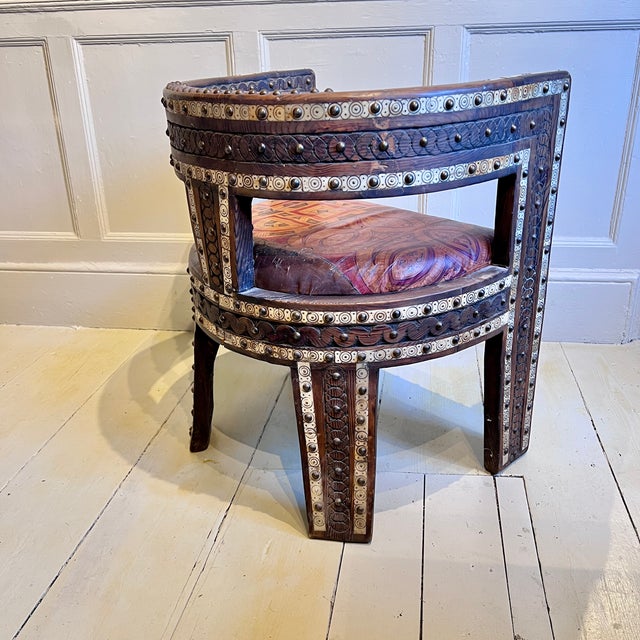 North African Hardwood and Leather Armchairs, 1960s, Set of 2 For Sale - Image 10 of 13