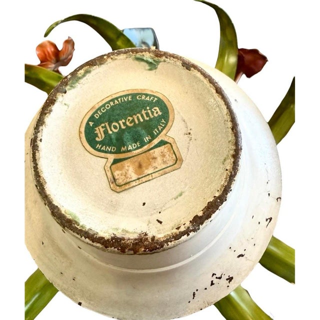 Vintage Italian Tole Flowers / Floral Bouquet Arrangement Sculpture in Pot, Made in Italy For Sale - Image 9 of 10