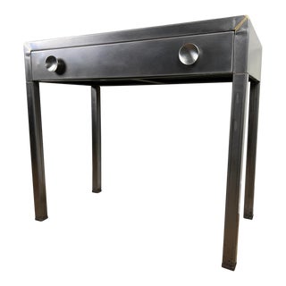1930s Norman Bel Geddes for Simmons Company Industrial Polished Steel Vanity Desk For Sale