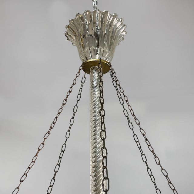 Art Deco Italian Glass and Brass Chandelier, 1930s For Sale - Image 9 of 11