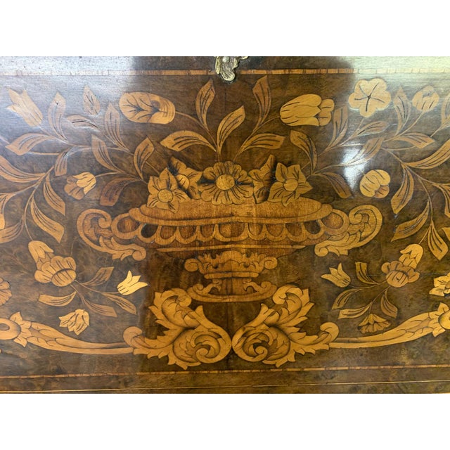 Antique Dutch Walnut Marquetry Desk, 1760 For Sale - Image 9 of 14