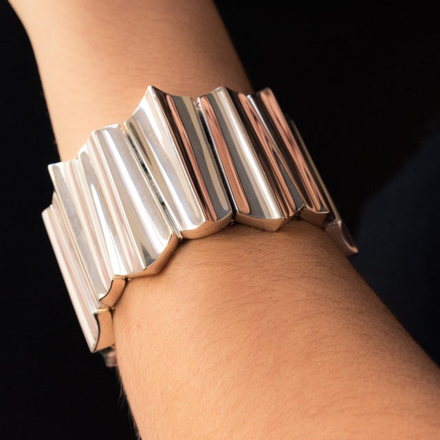 Modernist Silver Designer Cuff Bracelet Chairish