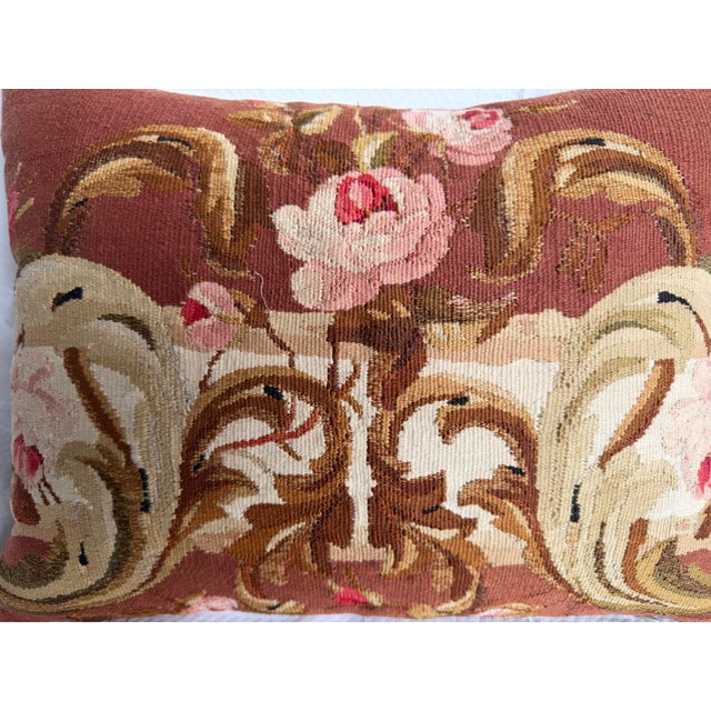 Mid 19th Century Mid-19th Century Aubusson Floral Decorative Pillow For Sale - Image 5 of 7
