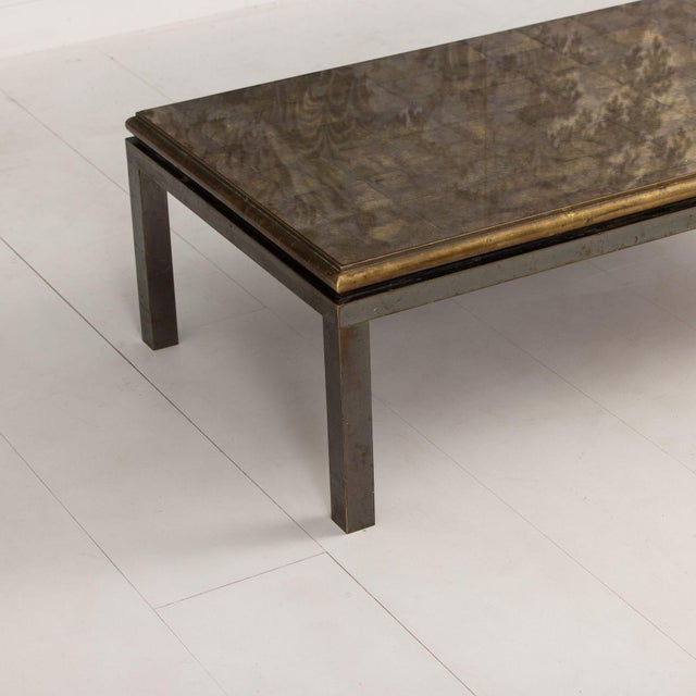 Mid 20th Century Attributed to French Maison Jansen Bronze and Églomisé Coffee Table For Sale - Image 16 of 18