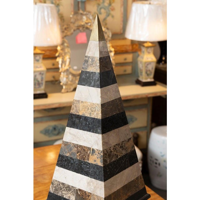 Early 20th Century Large Obelisk With Various Layers of Marble For Sale - Image 5 of 6