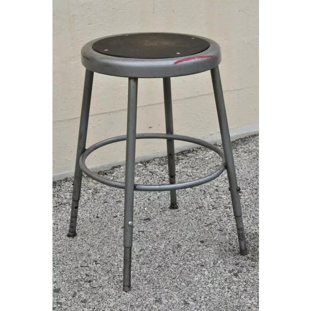 Late 20th Century Late 20th Century Vintage Industrial Steel Metal Drafting Work Stools Chairs - Group Set of 6 For Sale - Image 5 of 12