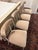 Beautiful set of four authentic Jonathan Adler Rider Dining Chairs in ivory velvet with white lacquered metal frames and...