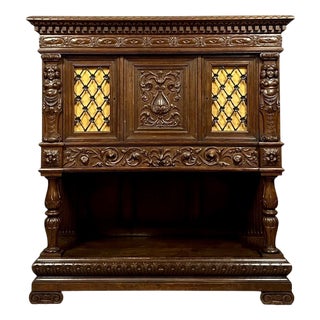 Renaissance Style Dresser Cabinet in Walnut and Oak, 1850 For Sale