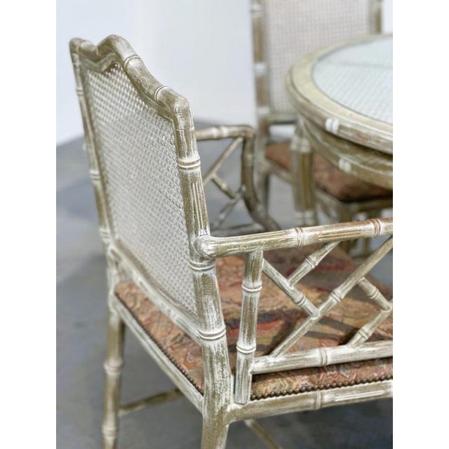 Vintage Dining Set in Faux Bamboo with Fabric, 1980s, Set of 5 For Sale - Image 12 of 16
