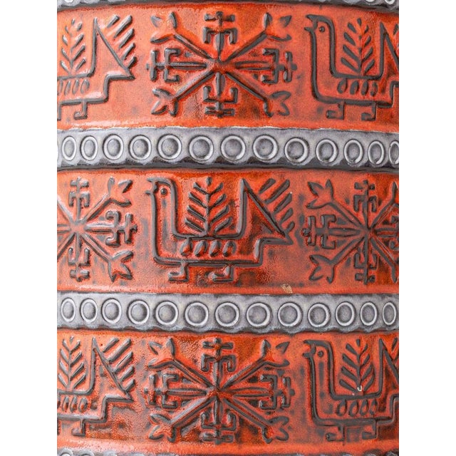 Mid-Century Modern Ceramic Table Lamp with Silk Lampshade from Bay Keramik, 1950s For Sale - Image 4 of 14