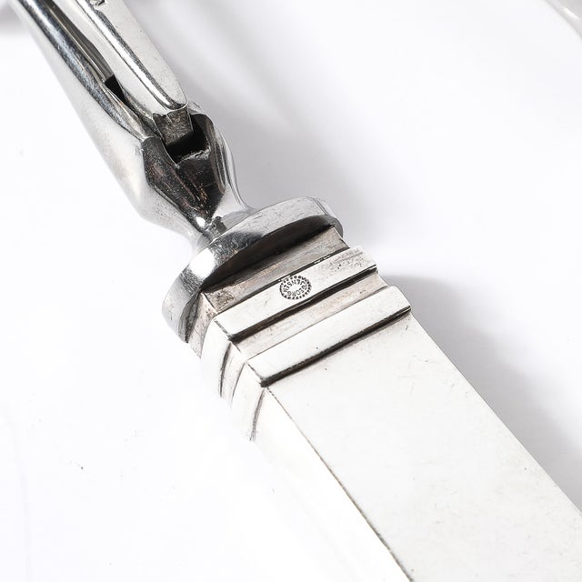 Art Deco Skyscraper Style Sterling Silver Carving Set Signed Georg Jensen For Sale - Image 9 of 17