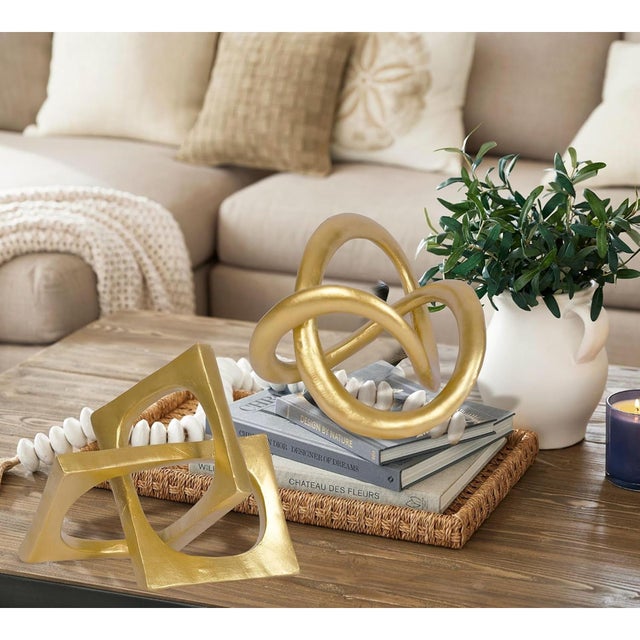 Modern Gold Geometric Knot Tabletop Sculpture Decor For Sale - Image 6 of 7
