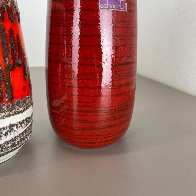 Vintage Pottery Fat Lava Vases attributed to Scheurich, Germany, 1970s, Set of 4 For Sale - Image 14 of 18