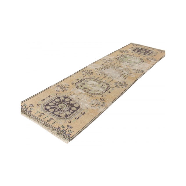 Mid-Century Modern Distressed Vintage Washed Out Runner Rug - 3`1" X 11`0" For Sale - Image 3 of 5