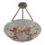 French Art Deco Pendant Light by Loys Lucha 1930s - Pink Enameled Floral Bowl For Sale
