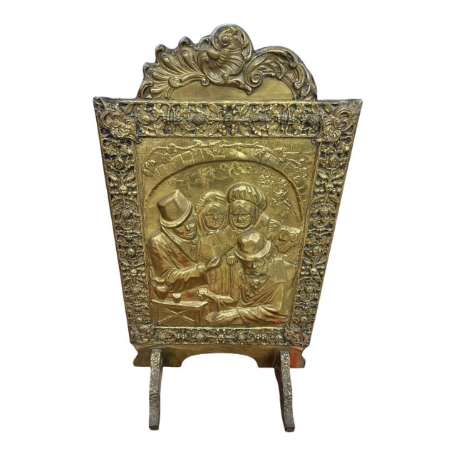 Antique Brass Fire Board For Sale