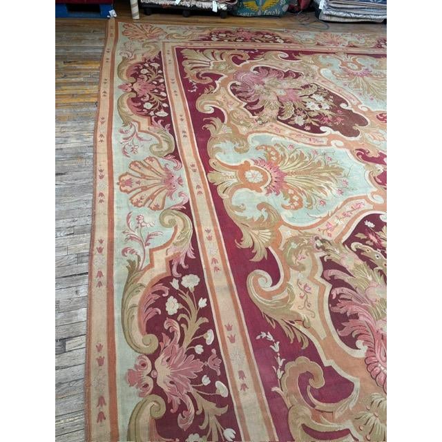 1840s Antique Red Field Medallion Flatweave Wool French Aubusson Gallery Rug For Sale - Image 10 of 12