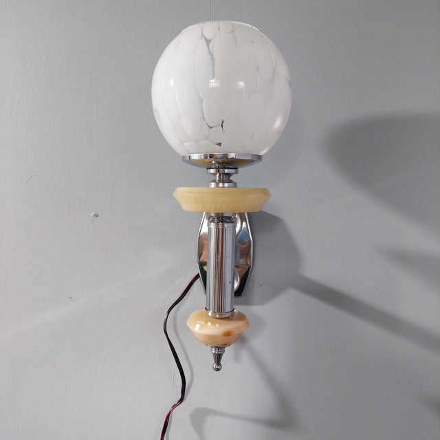 Art Deco Style Torchere Wall Lamps, 1960s, Set of 2 For Sale - Image 4 of 7