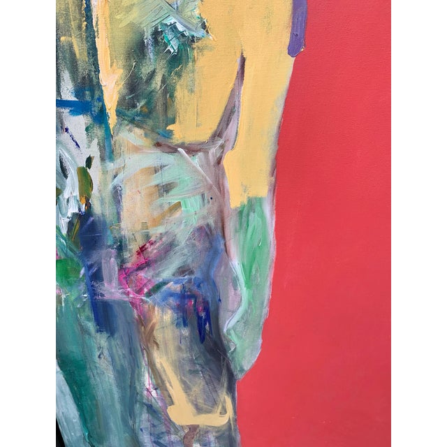 Red Late 20th Century Abstract Artist Signed Painting on Canvas For Sale - Image 8 of 12