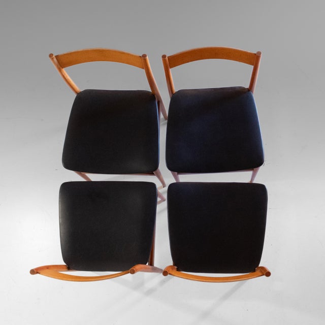 Vintage Italian Wood Dining Chairs by Passoni Udine, 1960s, Set of 4, in Restored conditions. Designed 1960 to 1969 This...