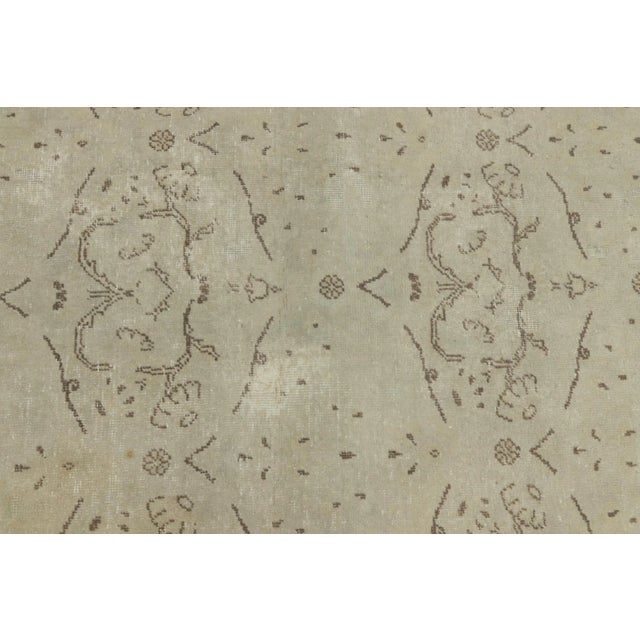 Beige 1960s Turkish Vintage Floral Design Wool Oushak Area Rug For Sale - Image 8 of 13