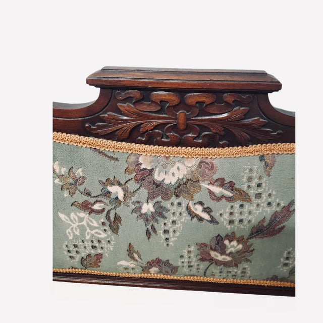 Antique Eastlake Style Carved Settee For Sale - Image 9 of 12
