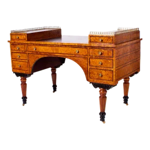 Antique French Restoration Period Leather Top Burled Elm Desk