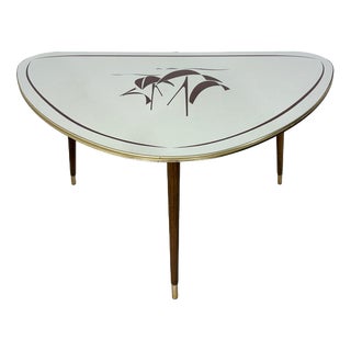 Mid-Century Kidney-Shaped Coffee Table with Graphic Decor For Sale