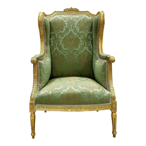 French Style Midsize Chair With Gold Leaf Details