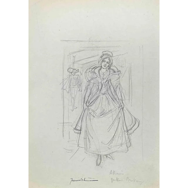 Elegant Lady is an original Drawing on paper realized by painter Pierre Georges Jeanniot (1848-1934) in the 1890s. Drawing...