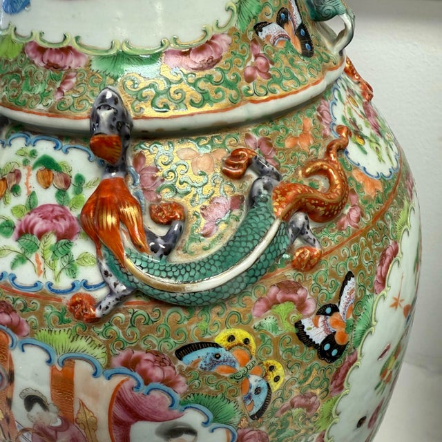 Mid 19th Century Large 1860 Qing Dynasty Rose Medallion Vases, a Pair For Sale - Image 5 of 12