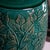 Modern Hand-Painted Carved Teal Lotus & Floral Vase by Pottery 12, Hanoi Studio Art Ceramic For Sale - Image 3 of 5