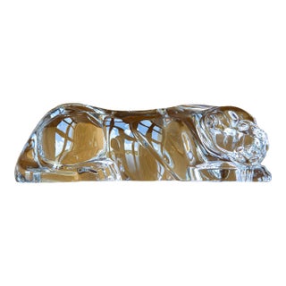 1980s Stylized Crystal Jaguar Sculpture by Baccarat For Sale