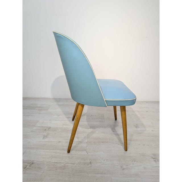 Vintage Blue Leather Armchair, 1950s For Sale - Image 12 of 14