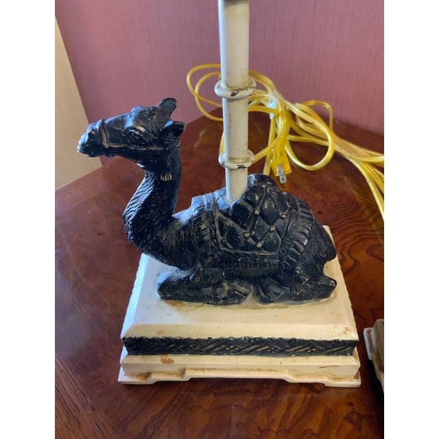 Boho Chic Late 20th Century Pair of Berman Camel and Palm Lamps For Sale - Image 3 of 6