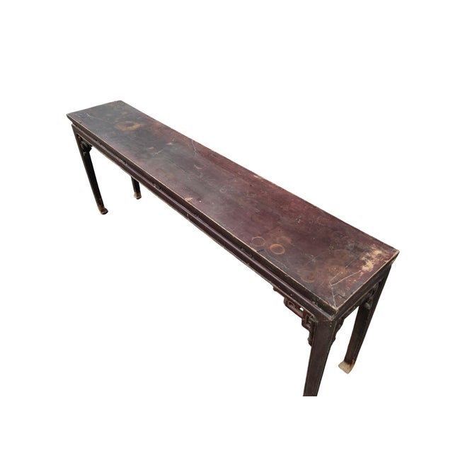 Early 19th Century Chinese Elm Console Table With Carved Spandrels For Sale - Image 4 of 9