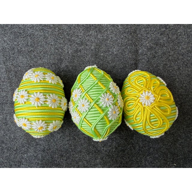 Vintage Handmade Collection of Trim Covered Easter Eggs Set of 6 For Sale In New York - Image 6 of 15