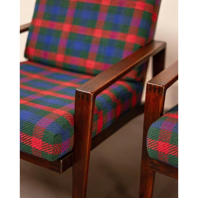 Blue Chestnut and Tartan Chairs from Antimott Wilhelm Knoll, Germany, 1950, Set of 2 For Sale - Image 8 of 14