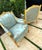 French Louis XV Style Blue-Green Bergere Wing Chair Set of 2 With Gold Leaf Details For Sale In Miami - Image 6 of 10