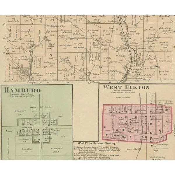 Antique Map of Gasper, Hamburg and West Elkton, 1871 For Sale - Image 4 of 5