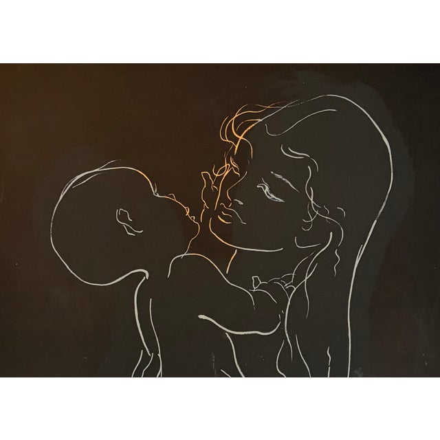 A tender midcentury serigraph by Swedish-American artist and designer Dietrich Grunewald (1916–2003), titled “Joy.”...