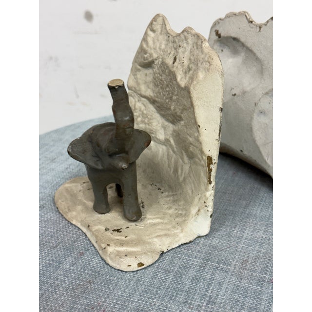 Cream Vintage Cast Metal Elephant Bookends, Pair For Sale - Image 8 of 12