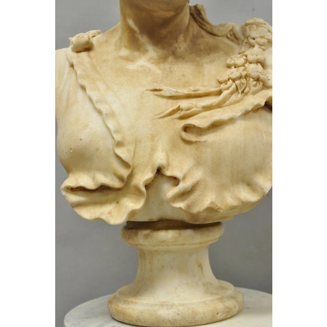 White Vintage Victorian Style Carved Marble Young Lady Maiden Bust Statue Sculpture For Sale - Image 8 of 16
