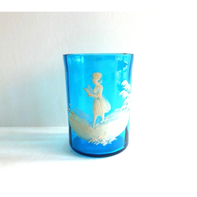 Antique 19th-Century Mary Gregory Bohemian Czech Glass Tumbler For Sale - Image 9 of 10