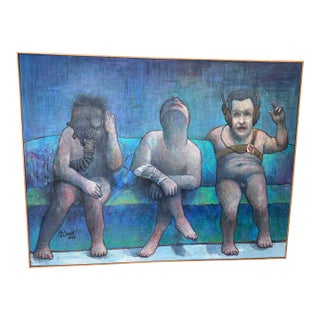 1990s Stephen McCowan Expressionism Oil on Canvas Painting Coconut Grove Miami For Sale