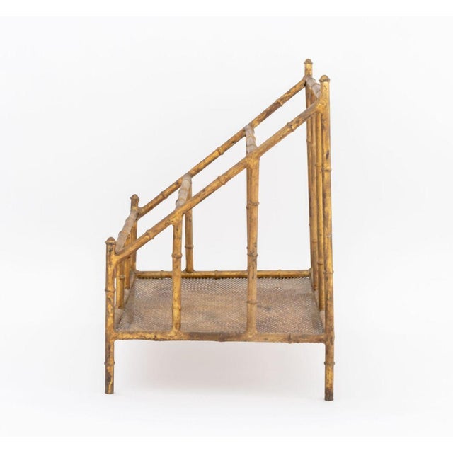 Mid 20th Century Hollywood Regency Gilt Faux Bamboo Canterbury For Sale - Image 5 of 7