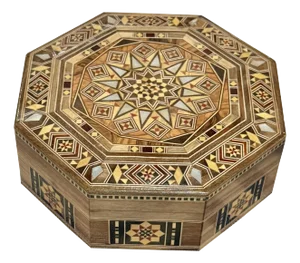 1990s Vintage Marquetry Wooden Box